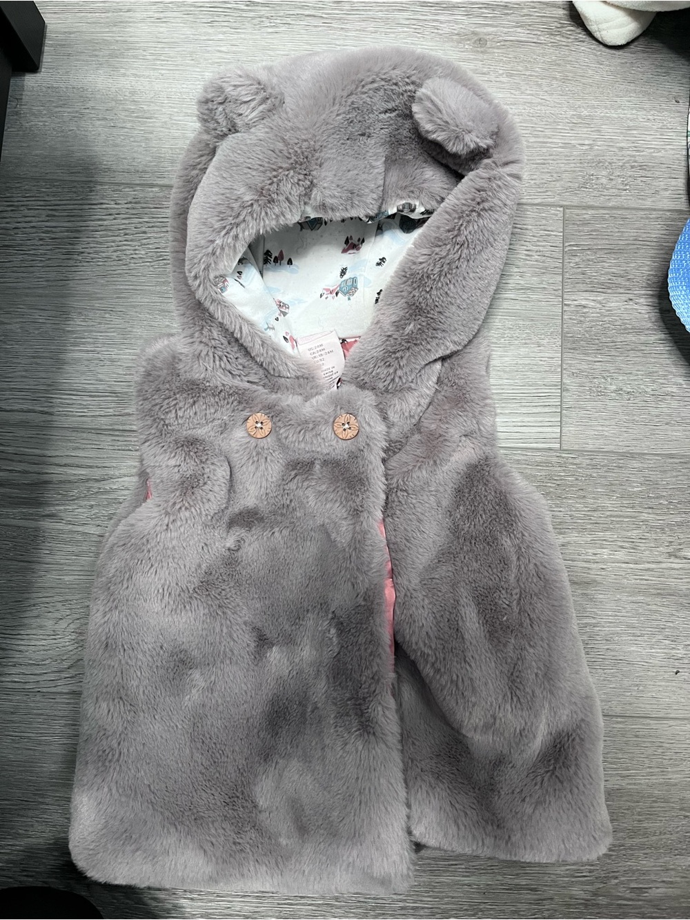 Cozy Hooded Faux Fur Vest for Kids - Grey
